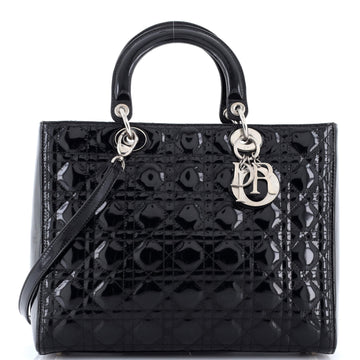 Christian Dior Lady Dior Bag Cannage Quilt Patent Large