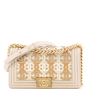 Chanel Boy Flap Bag Woven Leather Old Medium