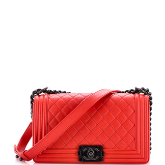 Chanel Boy Flap Bag Quilted Calfskin Old Medium