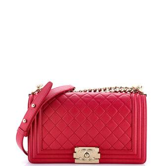 Chanel Boy Flap Bag Quilted Caviar Old Medium