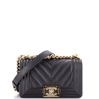 Chanel Boy Flap Bag Chevron Calfskin Small