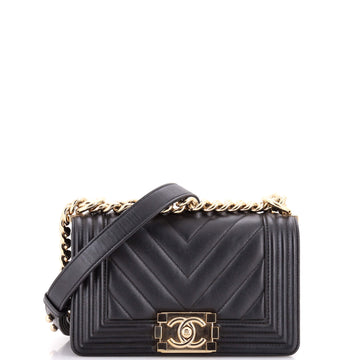 Chanel Boy Flap Bag Chevron Calfskin Small