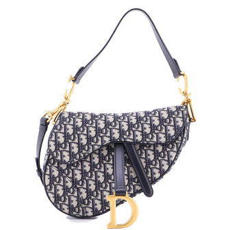 Christian Dior Saddle Handbag with Strap Oblique Canvas Medium