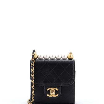 Chanel Chic Pearls Flap Clutch with Chain Quilted Goatskin Mini