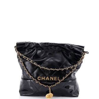 Chanel 22 Chain Hobo Quilted Calfskin and Patent Small