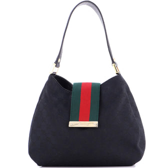 Gucci New Ladies Web Hobo GG Canvas Large