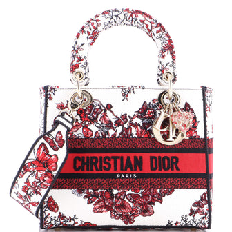 Christian Dior Lady D-Lite Bag Embroidered Canvas Medium