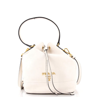 Prada Dual Strap Top Handle Bucket Bag Vitello Daino Small