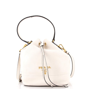 Prada Dual Strap Top Handle Bucket Bag Vitello Daino Small