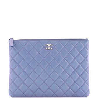 Chanel O Case Clutch Quilted Caviar Medium