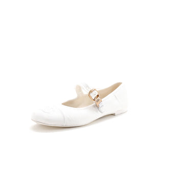 Chanel Women's CC Mary Jane Flats Embroidered Corduroy