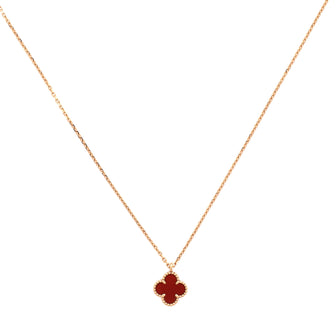 Van Cleef & Arpels Sweet Alhambra Pendant Necklace 18K Rose Gold and Carnelian