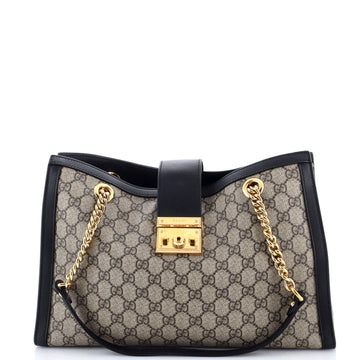 Gucci Padlock Chain Tote GG Coated Canvas with Leather Medium