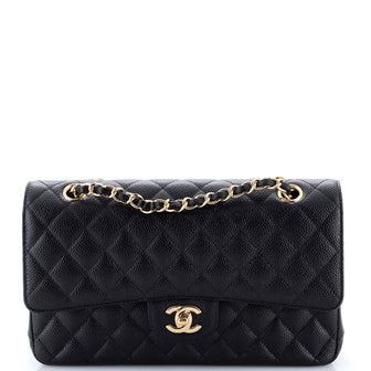 Chanel Classic Double Flap Bag Quilted Caviar Medium