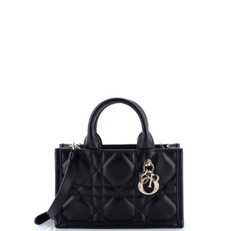 Christian Dior Book Tote with Strap Macrocannage Quilt Calfskin Mini