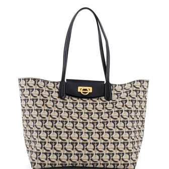 Salvatore Ferragamo Gancini Travel Tote Gancini Jacquard Medium