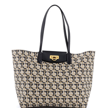 Salvatore Ferragamo Gancini Travel Tote Gancini Jacquard Medium