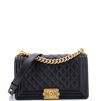 Chanel Boy Flap Bag Quilted Lambskin Old Medium