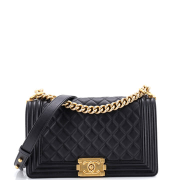 Chanel Boy Flap Bag Quilted Lambskin Old Medium