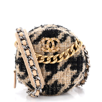 Chanel 19 Round Clutch with Chain Quilted Tweed