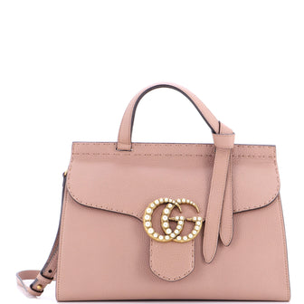 Gucci Pearly GG Marmont Top Handle Bag Leather Small