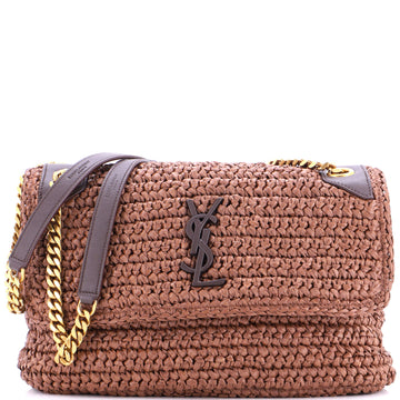 Saint Laurent Niki Chain Flap Bag Raffia Medium