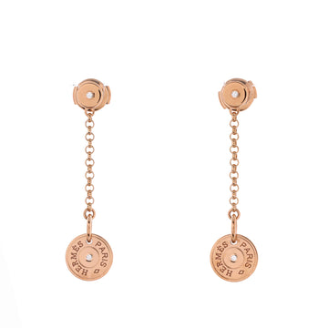 Hermes Gambade Clou de Selle Earrings 18K Rose Gold with Diamonds