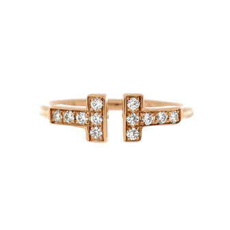 Tiffany & Co. T Wire Ring 18K Rose Gold with Diamonds