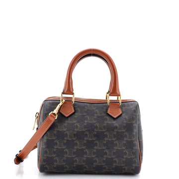 Celine Boston Bag Triomphe Coated Canvas Small