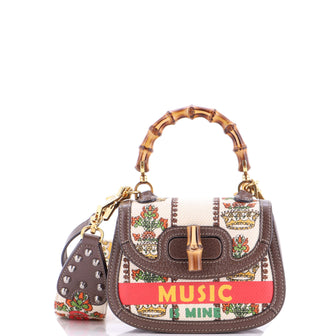 Gucci Bamboo 1947 Top Handle Bag Limited Edition 100 Centennial Printed Canvas Mini