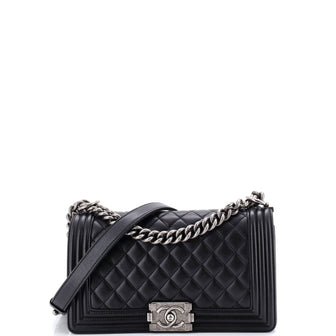 Chanel Boy Flap Bag Quilted Lambskin Old Medium