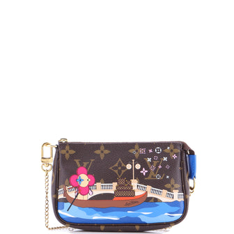 Louis Vuitton Pochette Accessoires Limited Edition Vivienne Xmas Monogram Canvas Mini