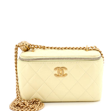 Chanel Sweet Camellia Vanity Case with Chain Quilted Lambskin Small