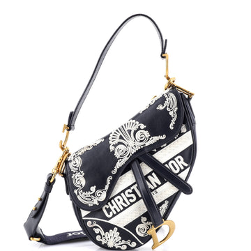 Christian Dior Saddle Handbag Embroidered Calfskin Medium