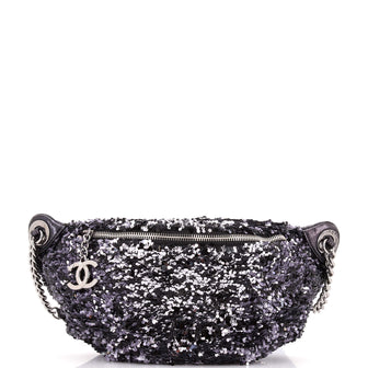 Chanel CC Charm Zip Waist Bag Sequins and Quilted Lambskin