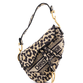 Christian Dior Saddle Handbag Mizza Embroidered Canvas Medium