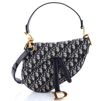 Christian Dior Saddle Handbag with Strap Oblique Canvas Medium
