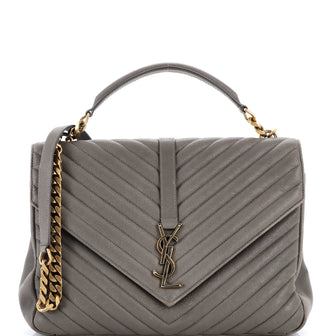 Saint Laurent Classic Monogram College Bag Matelasse Chevron Leather Large