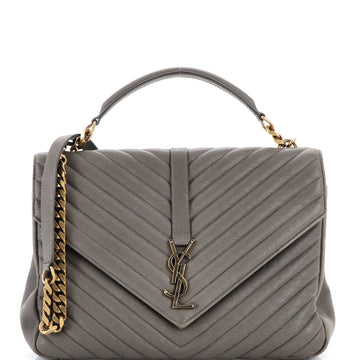 Saint Laurent Classic Monogram College Bag Matelasse Chevron Leather Large