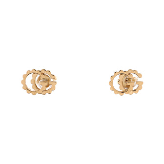 Gucci Scalloped GG Running Stud Earrings 18K Yellow Gold