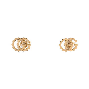 Gucci Scalloped GG Running Stud Earrings 18K Yellow Gold