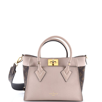 Louis Vuitton On My Side Tote Leather with Monogram Canvas PM