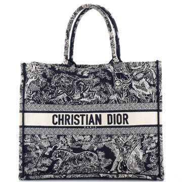 Christian Dior Book Tote Embroidered Canvas Large