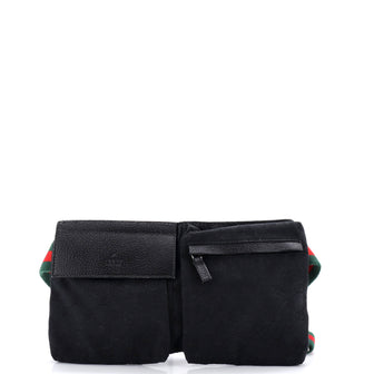 Gucci Vintage Double Belt Bag GG Canvas with Leather Small