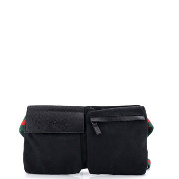 Gucci Vintage Double Belt Bag GG Canvas with Leather Small