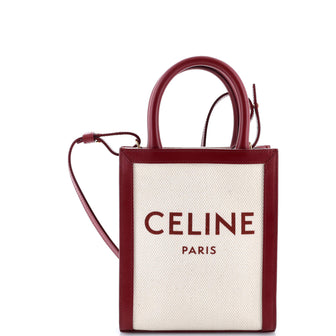 Celine Vertical Cabas Tote Canvas with Leather Mini