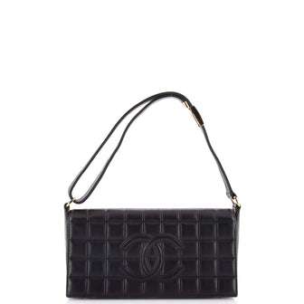 Chanel Chocolate Bar CC Flap Bag Quilted Leather East West