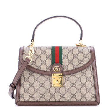 Gucci Ophidia Flap Top Handle Bag GG Coated Canvas Small