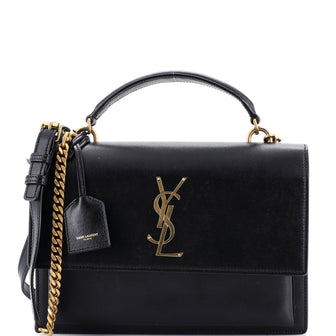 Saint Laurent Sunset Top Handle Shoulder Bag Leather Medium