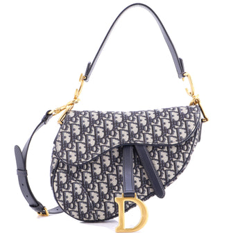 Christian Dior Saddle Handbag with Strap Oblique Canvas Medium